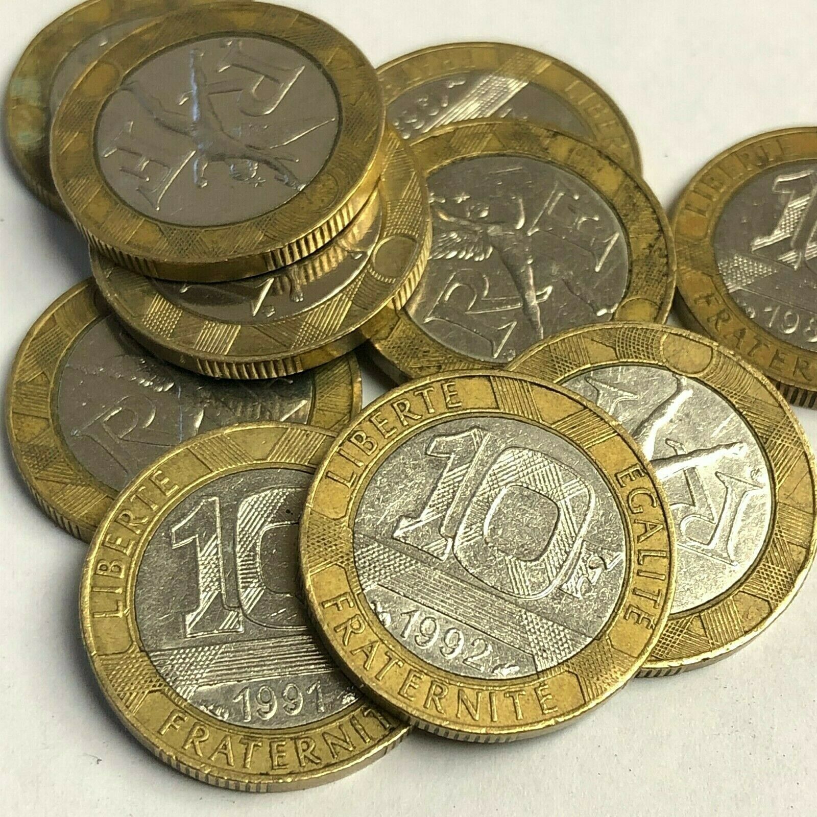 France 10 Francs Vintage Bimetallic Pre-euro Coin (1988-1992 Dates) Km# 964.1